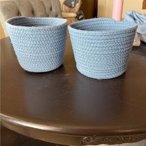 Set of 2 Blue Woven Baskets